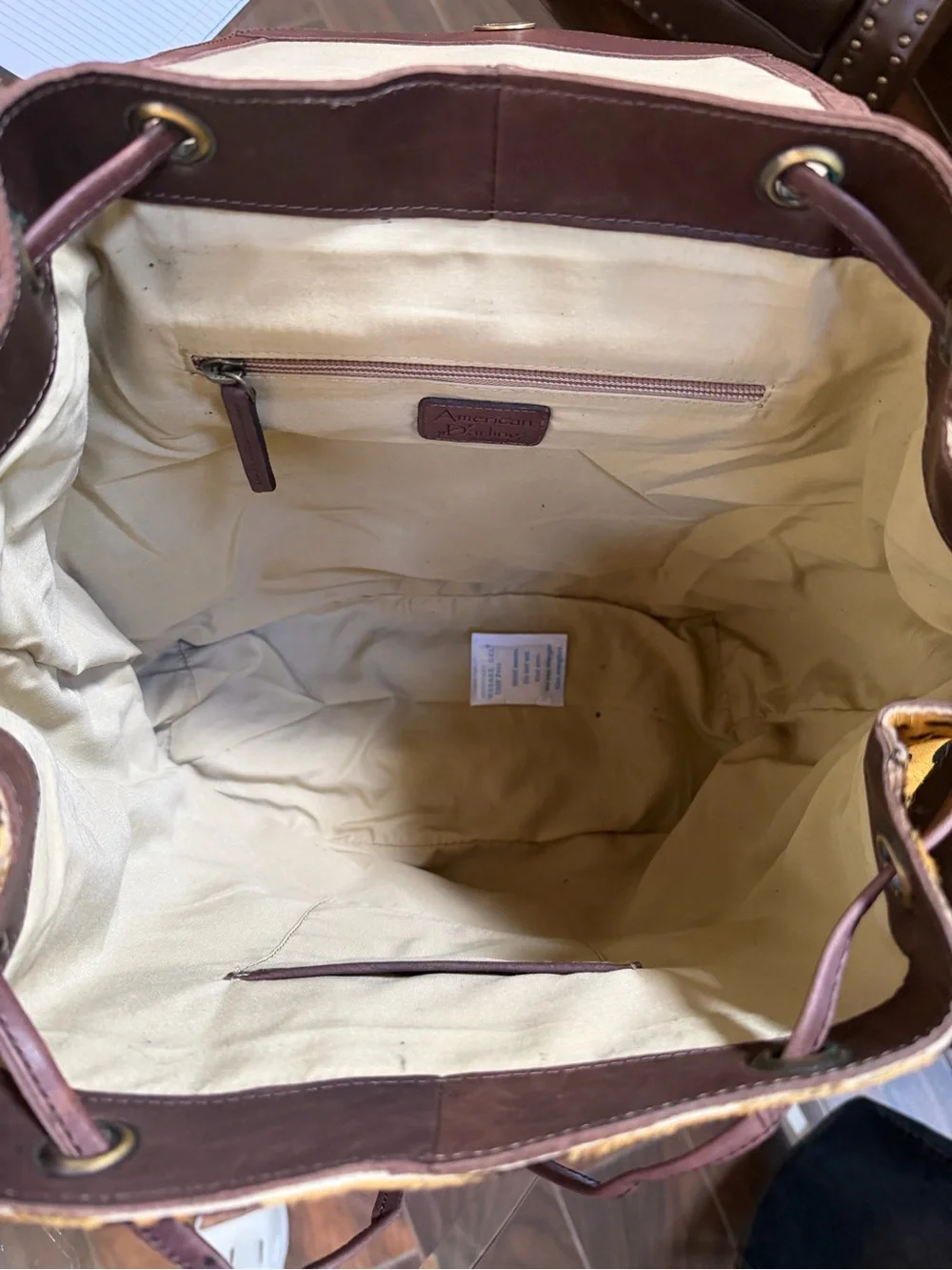 NWT Vintage American Darling Genuine Leather Cowhide Hair on Backpack Tote Bag